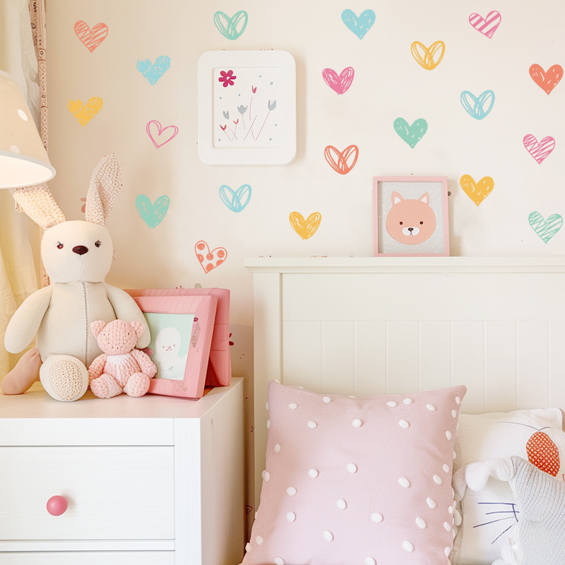 New Colorful Heart Wall Sticke - Baby Nursery Wallpaper Girl avaliação e preço