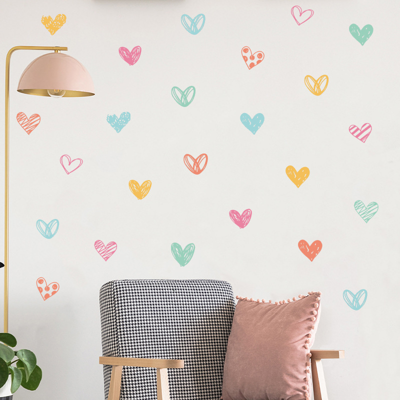 New Colorful Heart Wall Sticke - Baby Nursery Wallpaper Girl avaliação e preço
