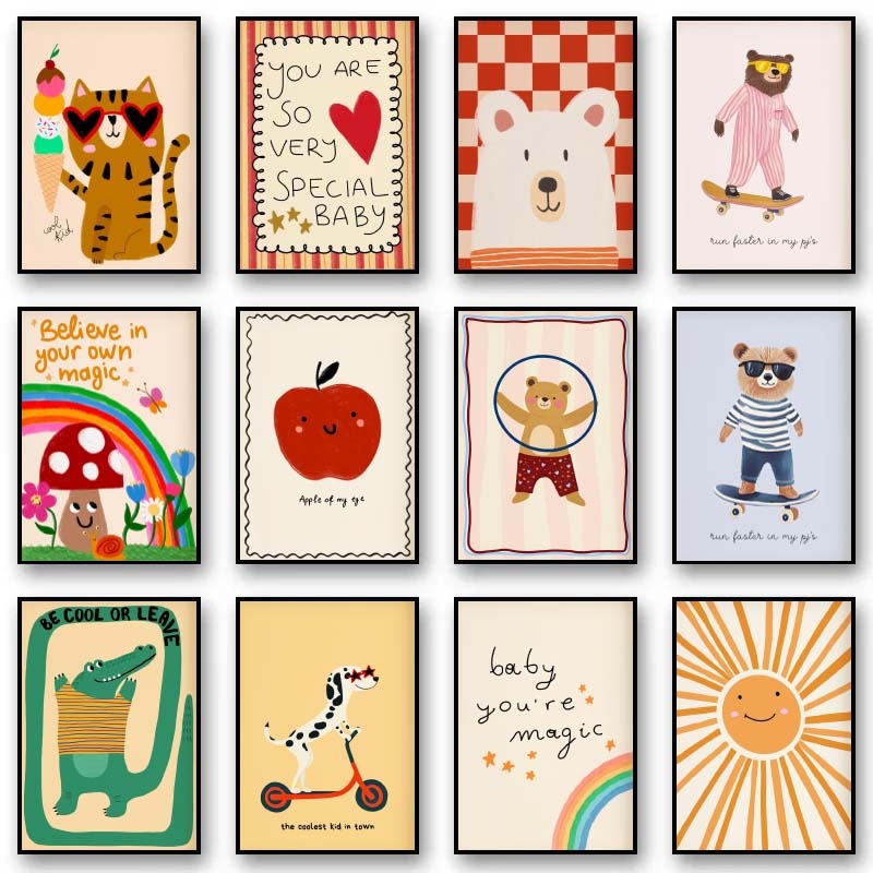 Animals Poster Prints Nordic F - Baby Nursery Pictures avaliação e preço