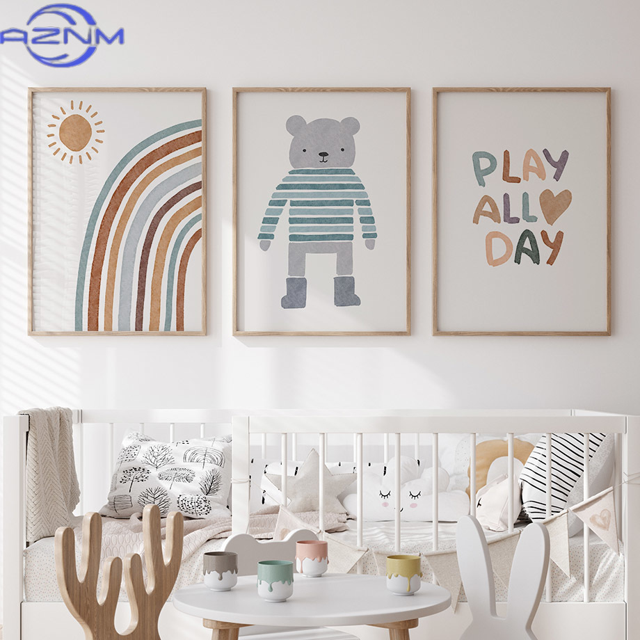 AZNM Boho Bear Car Rainbow Sun - Baby Nursery Pictures avaliação e preço