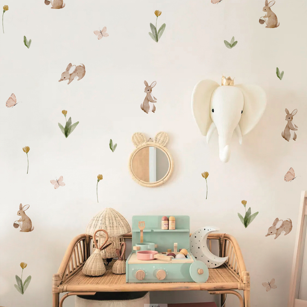 Summertime Watercolor  Cute Bu - Baby Nursery Wallpaper avaliação e preço