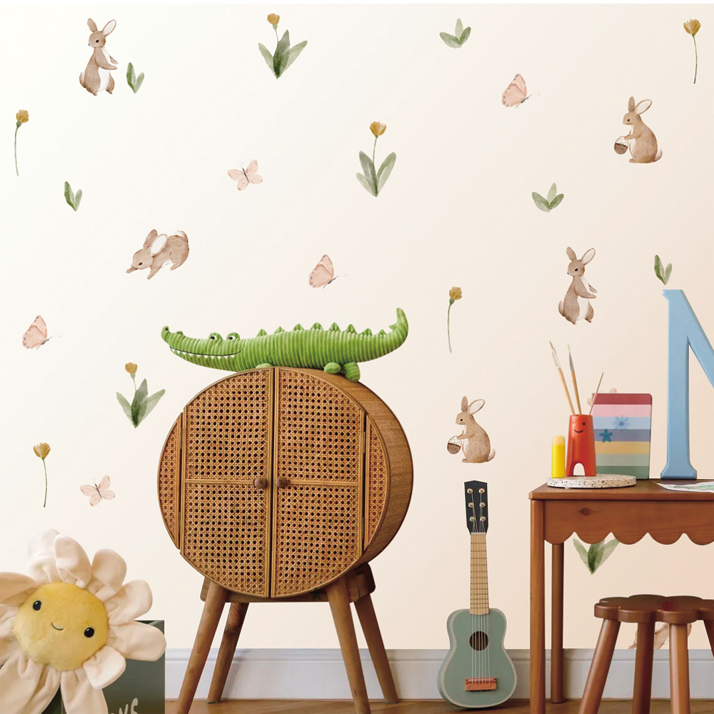 Summertime Watercolor  Cute Bu - Baby Nursery Wallpaper avaliação e preço
