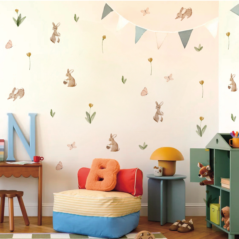 Summertime Watercolor  Cute Bu - Baby Nursery Wallpaper avaliação e preço