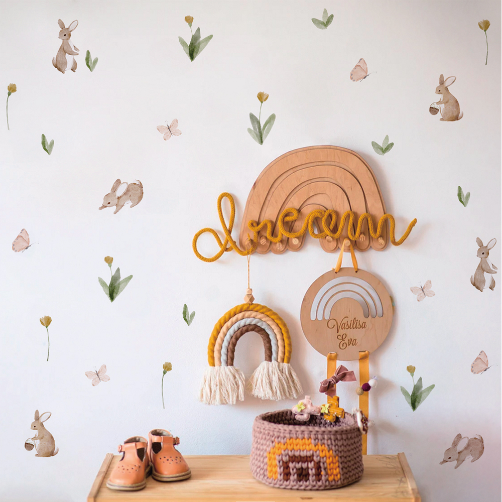 Summertime Watercolor  Cute Bu - Baby Nursery Wallpaper avaliação e preço