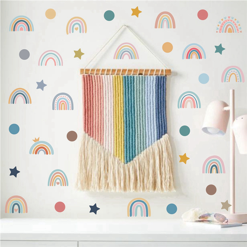 AEE2-Boho Rainbow Wall Decals  - Baby Nursery Wallpaper Girl avaliação e preço