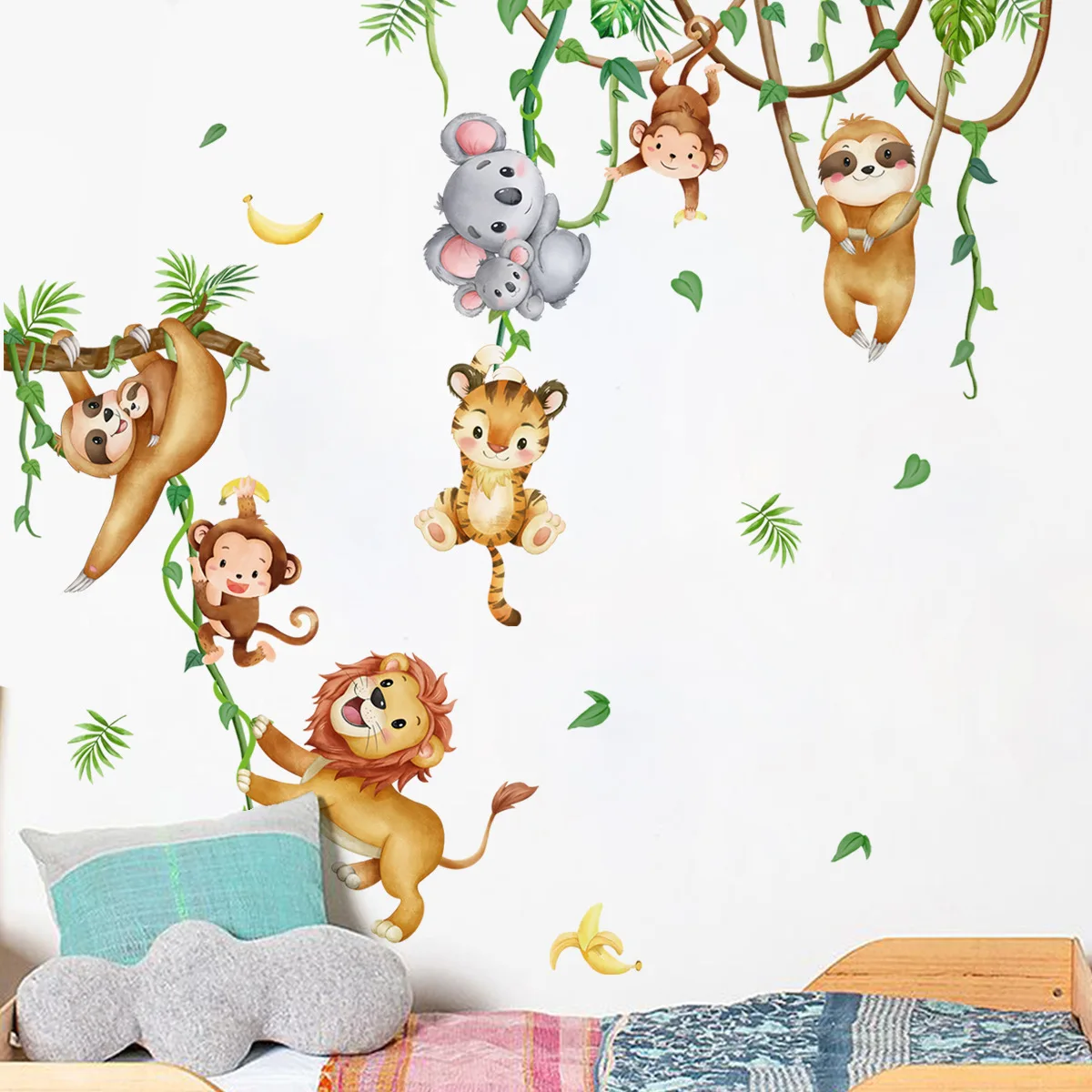 Forest Animal Lion Sloth Monke - Baby Nursery Wallpaper Girl avaliação e preço