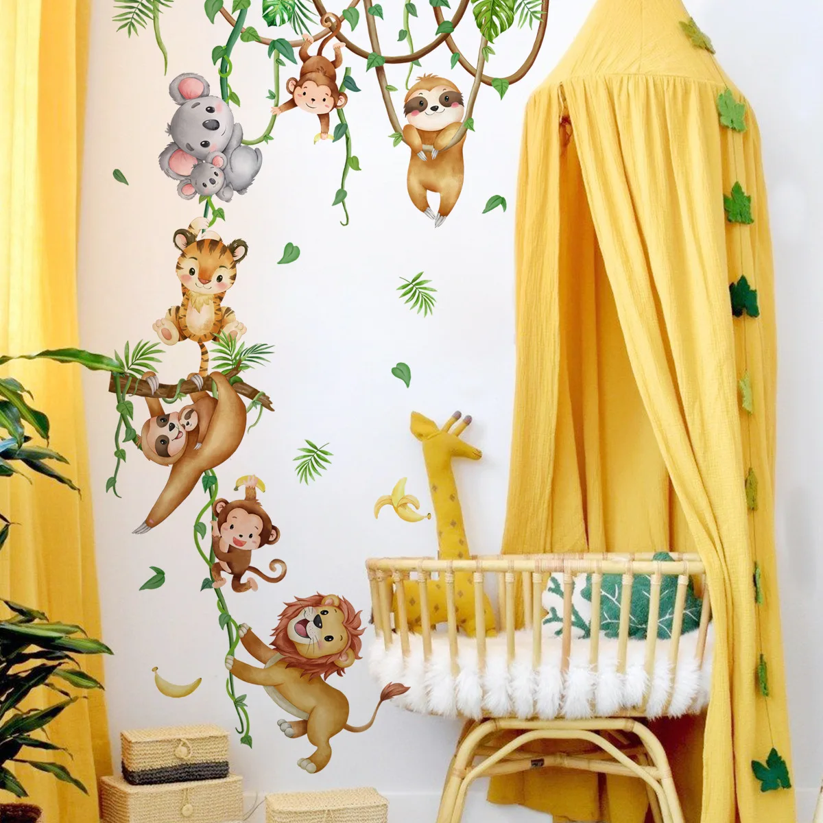 Forest Animal Lion Sloth Monke - Baby Nursery Wallpaper Girl avaliação e preço