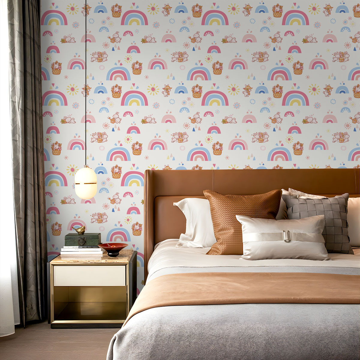 Boho Rainbow Kids Stick and Pe - Baby Nursery Wallpaper Girl avaliação e preço