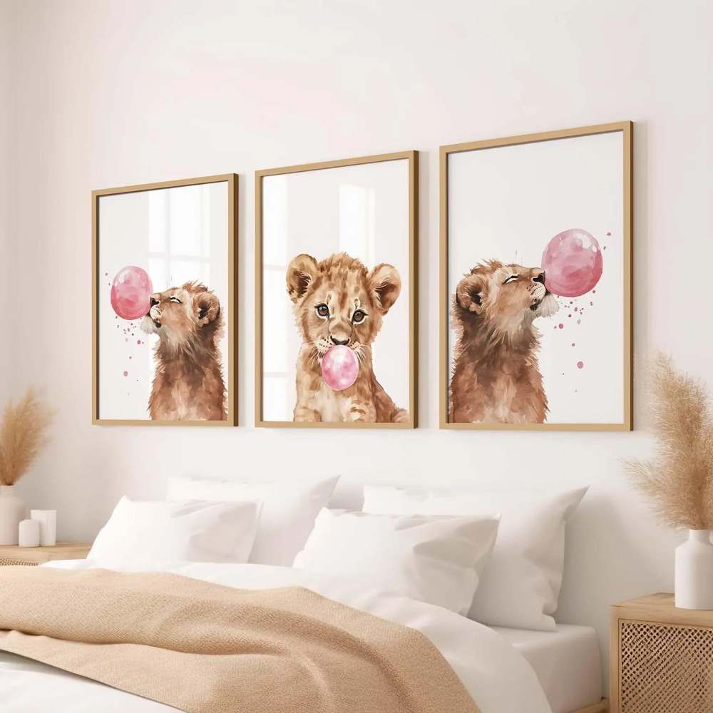Lion Cub Nursery Wall Art Set  - Baby Nursery Jungle Theme avaliação e preço