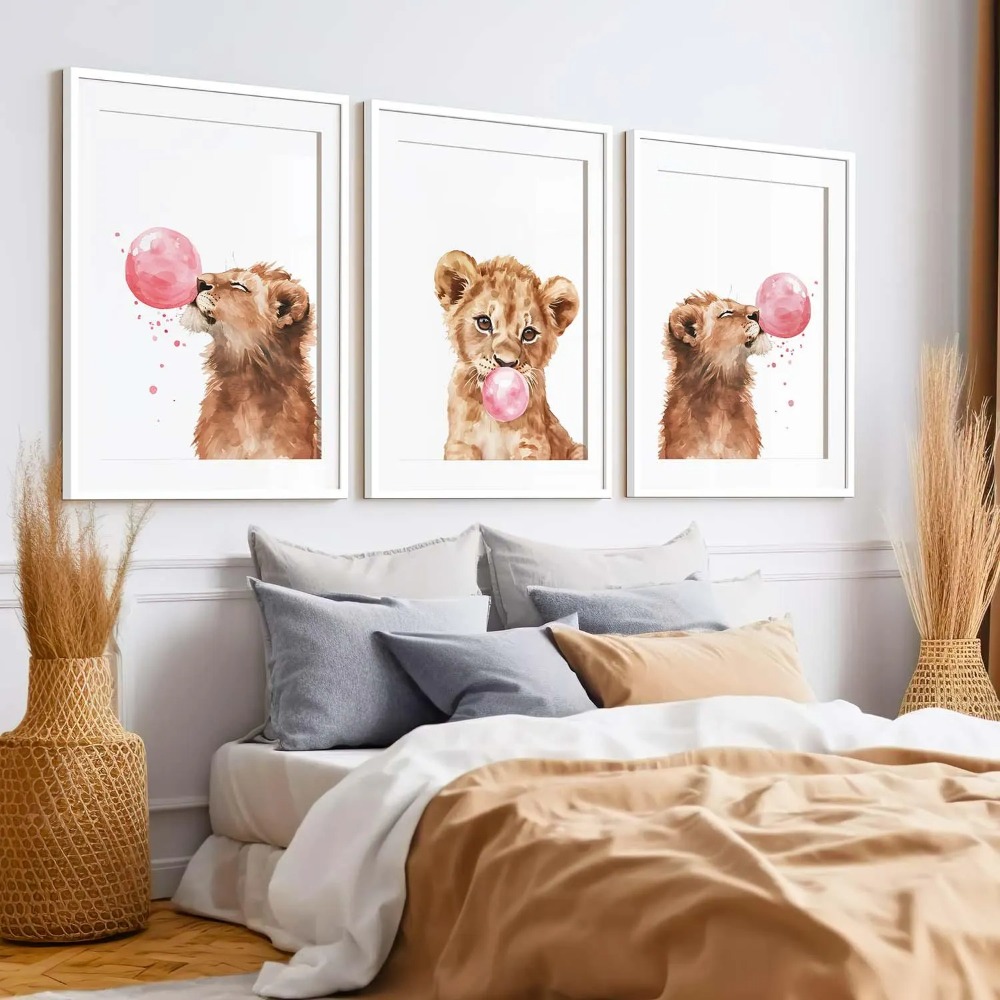 Lion Cub Nursery Wall Art Set  - Baby Nursery Jungle Theme avaliação e preço