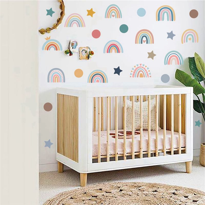A44Z-Boho Rainbow Wall Decals  - Baby Nursery Wallpaper Girl avaliação e preço