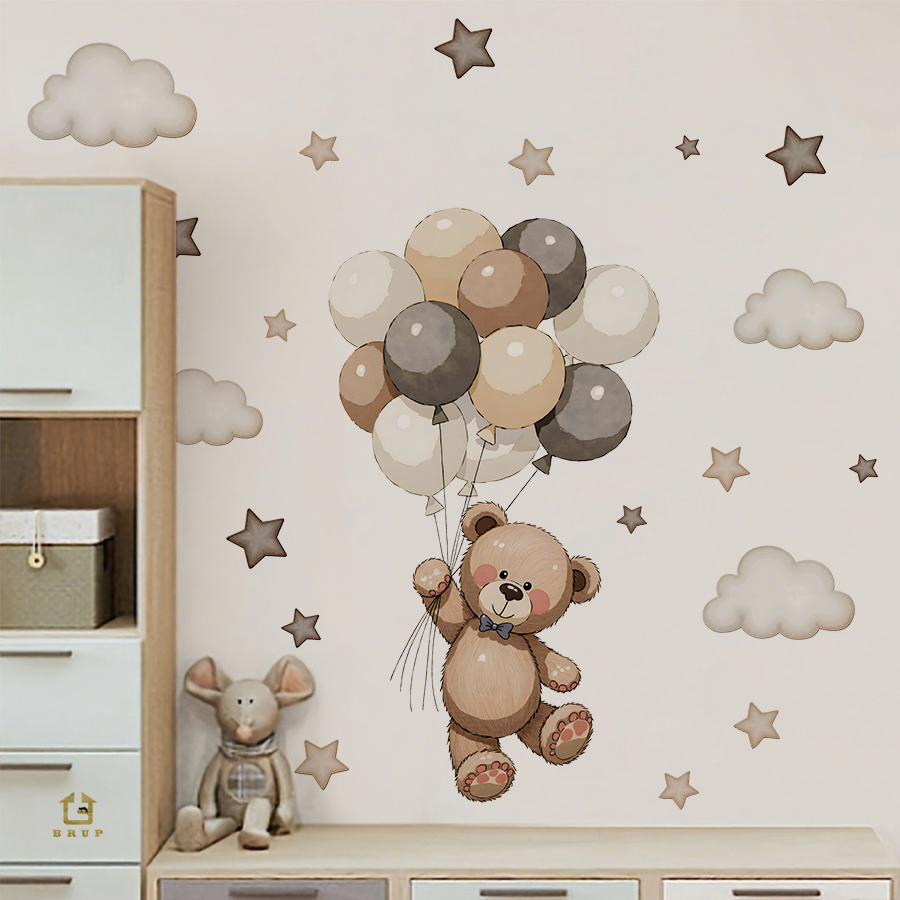 Adorable Teddy Bear Wall Decal - Baby Nursery Wallpaper avaliação e preço