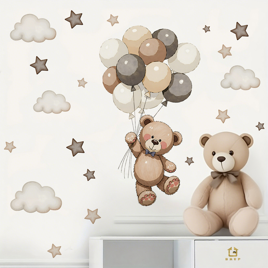 Adorable Teddy Bear Wall Decal - Baby Nursery Wallpaper avaliação e preço