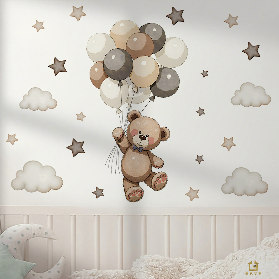 Adorable Teddy Bear Wall Decal - Baby Nursery Wallpaper avaliação e preço