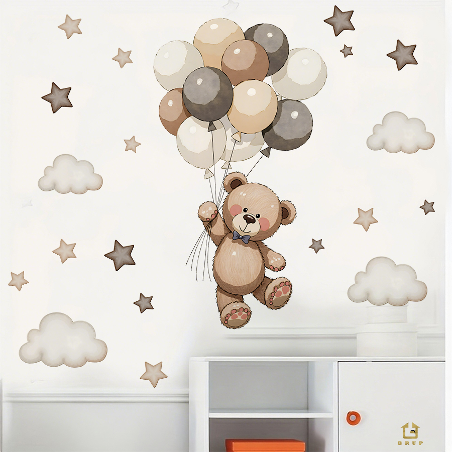 Adorable Teddy Bear Wall Decal - Baby Nursery Wallpaper avaliação e preço