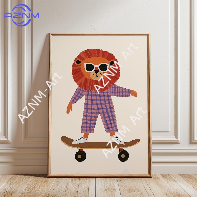 1PC Funny Animal Skateboarding - Baby Nursery Fabric avaliação e preço