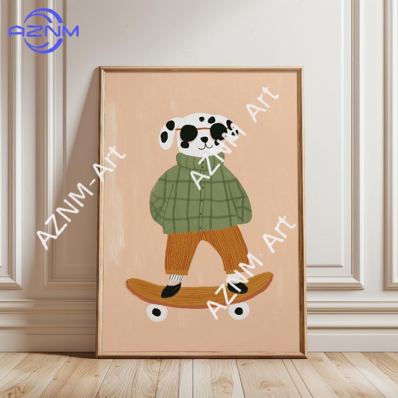 1PC Funny Animal Skateboarding - Baby Nursery Fabric avaliação e preço