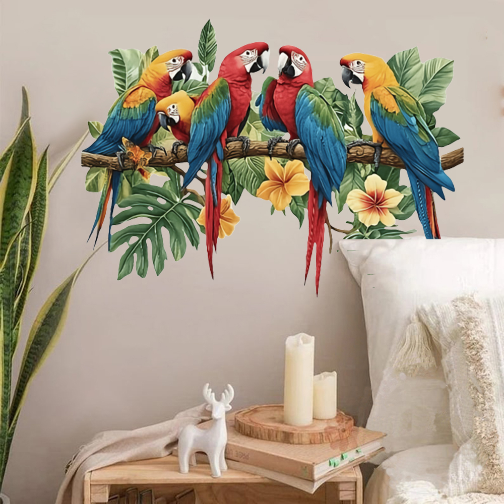 3Pcs Parrots on Branch Wall St - Baby Nursery Wallpaper avaliação e preço