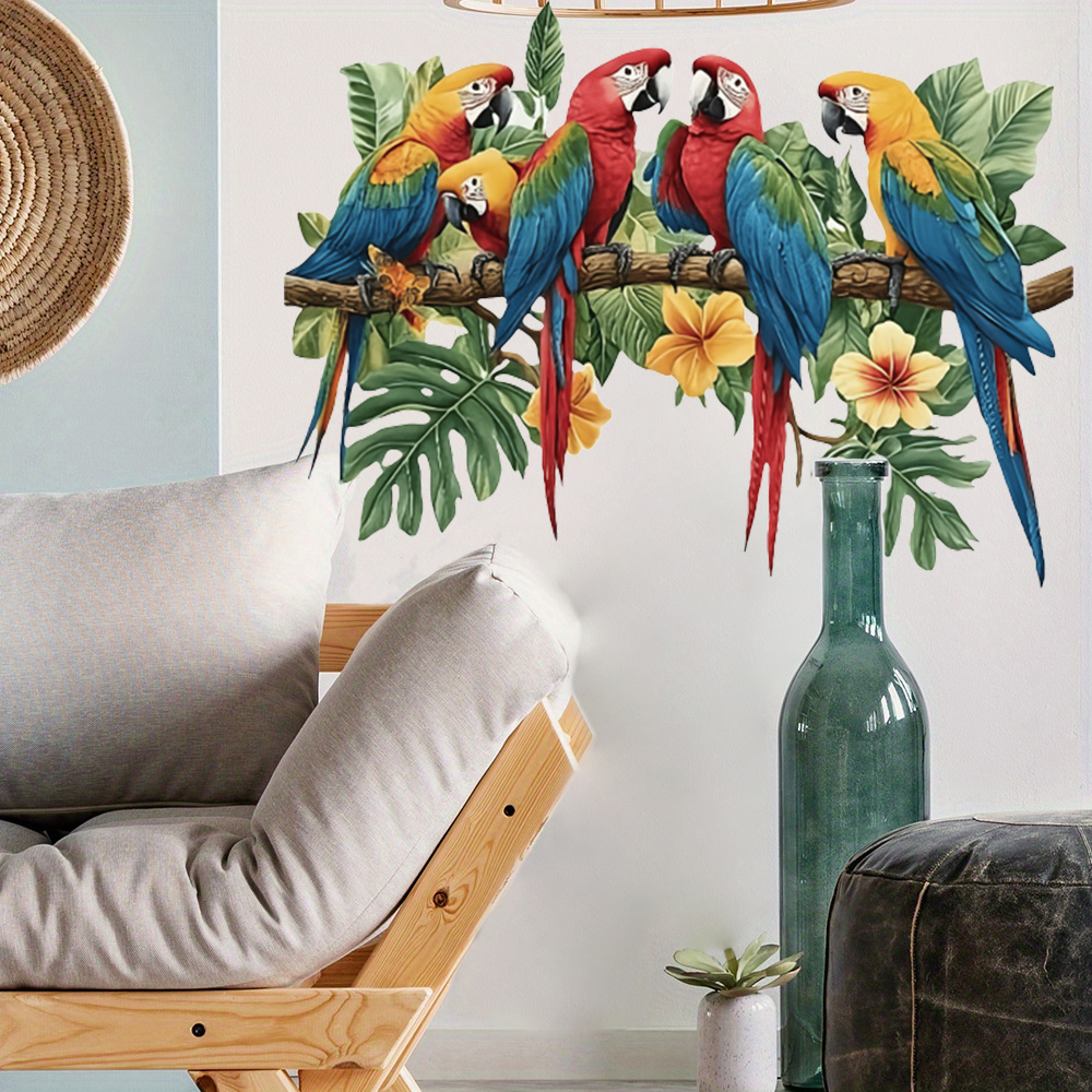 3Pcs Parrots on Branch Wall St - Baby Nursery Wallpaper avaliação e preço