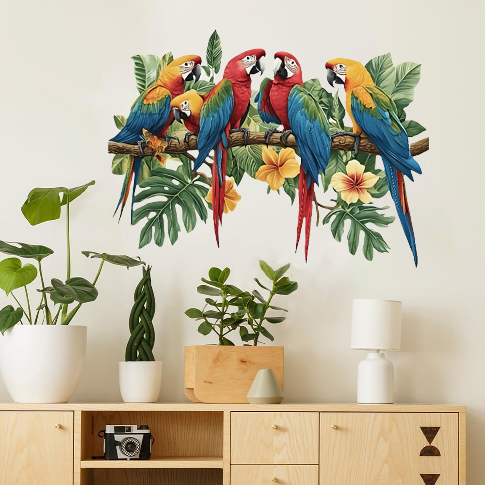 3Pcs Parrots on Branch Wall St - Baby Nursery Wallpaper avaliação e preço