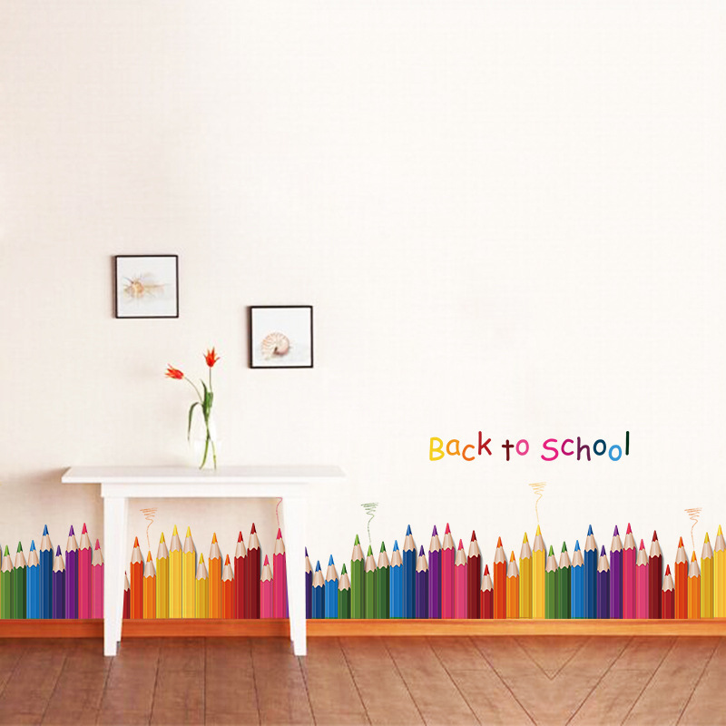 Cartoon Colour Pencil Baseboar - Baby Nursery Wallpaper avaliação e preço