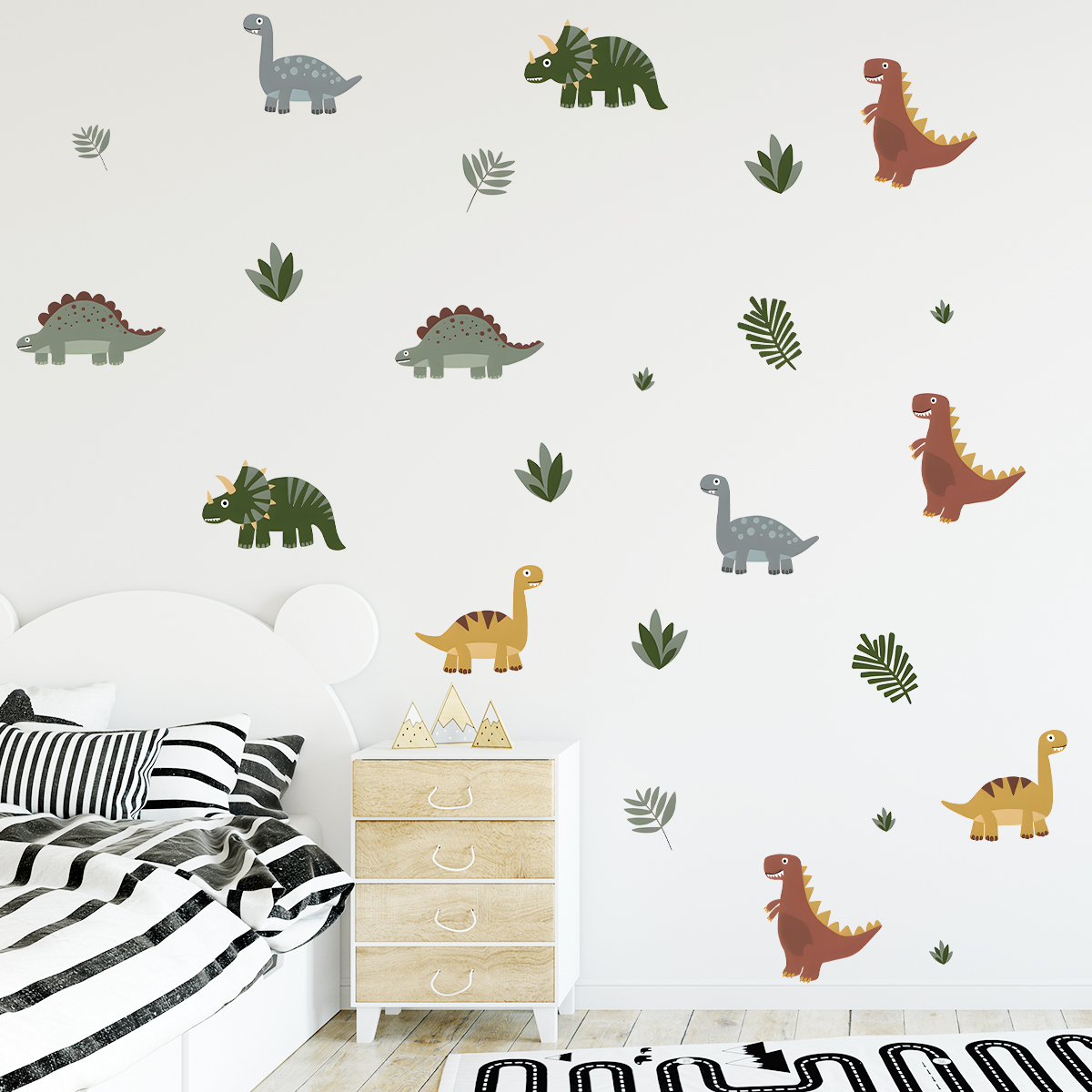Cartoon Cute Dinosaur Leaf Ani - Baby Nursery Wallpaper avaliação e preço