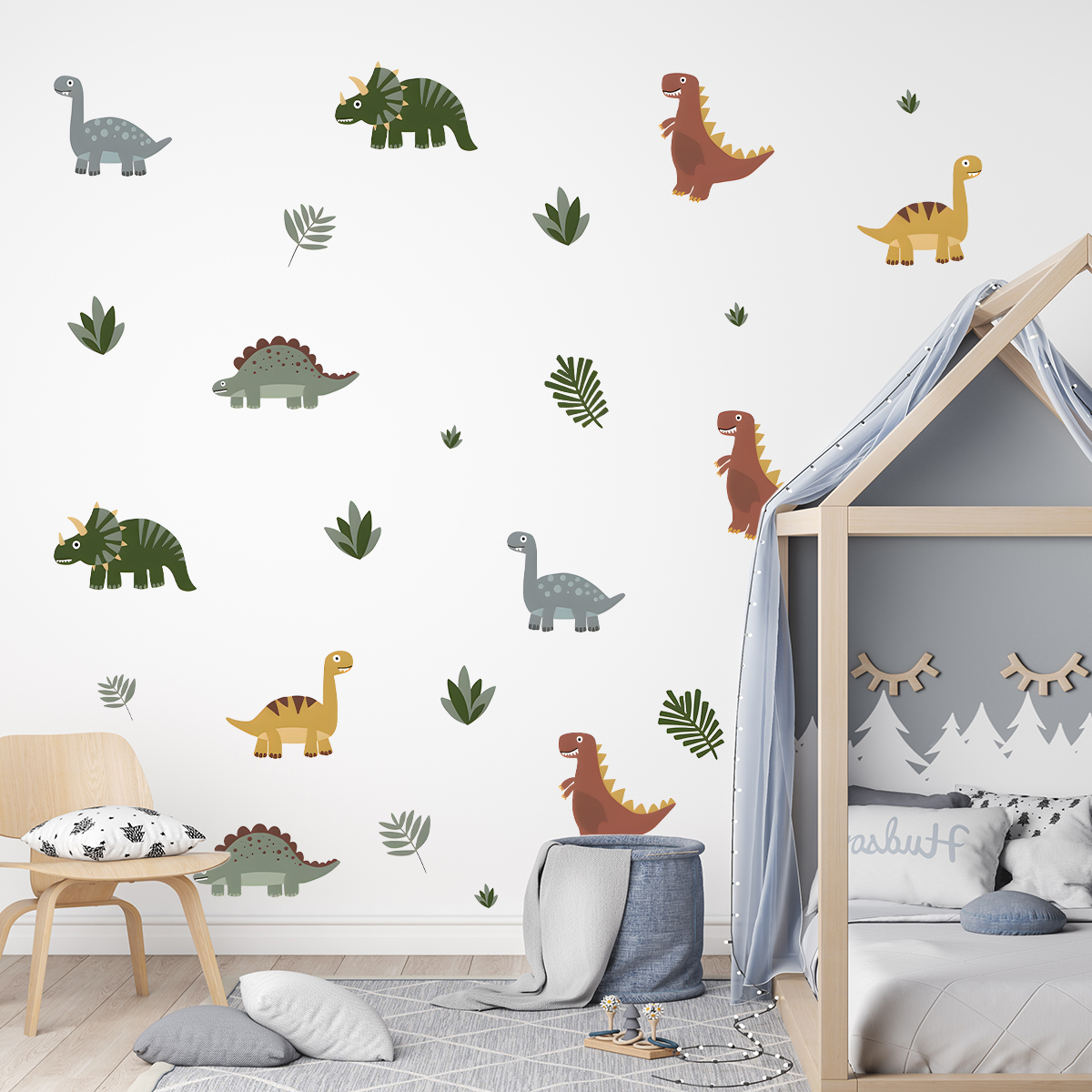 Cartoon Cute Dinosaur Leaf Ani - Baby Nursery Wallpaper avaliação e preço