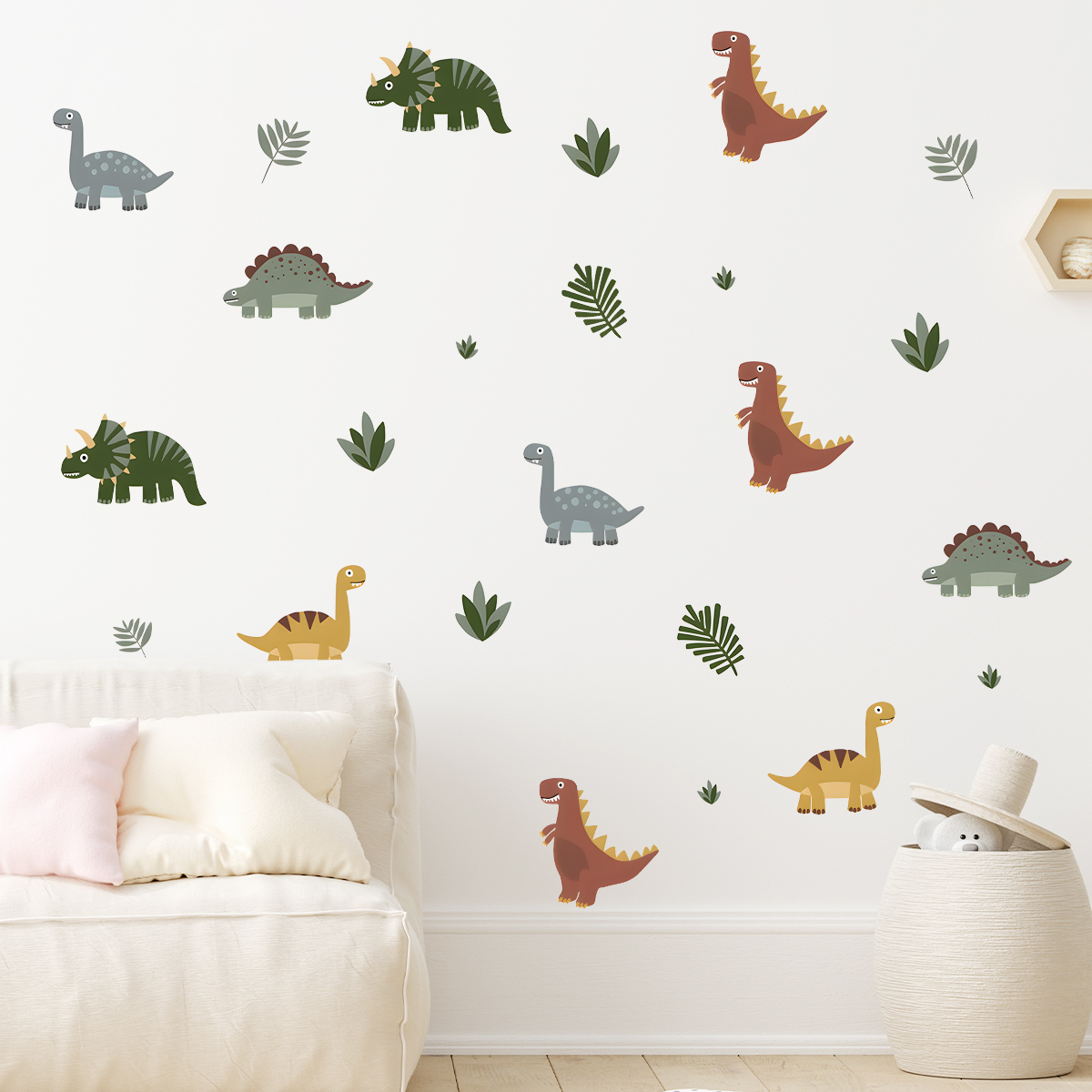 Cartoon Cute Dinosaur Leaf Ani - Baby Nursery Wallpaper avaliação e preço