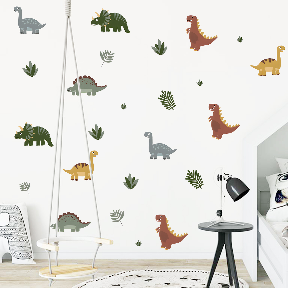 Cartoon Cute Dinosaur Leaf Ani - Baby Nursery Wallpaper avaliação e preço
