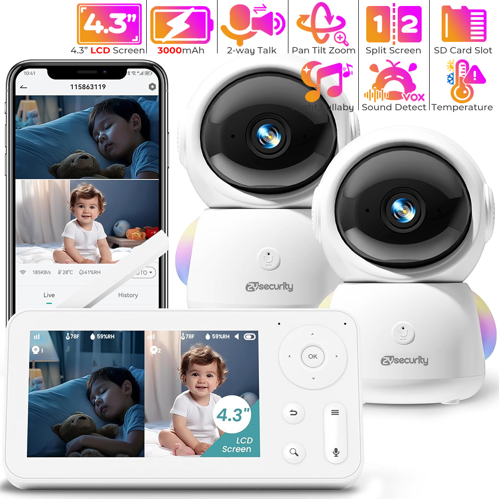 2K Baby Monitor with 2 Cameras - Baby Nursery Light avaliação e preço