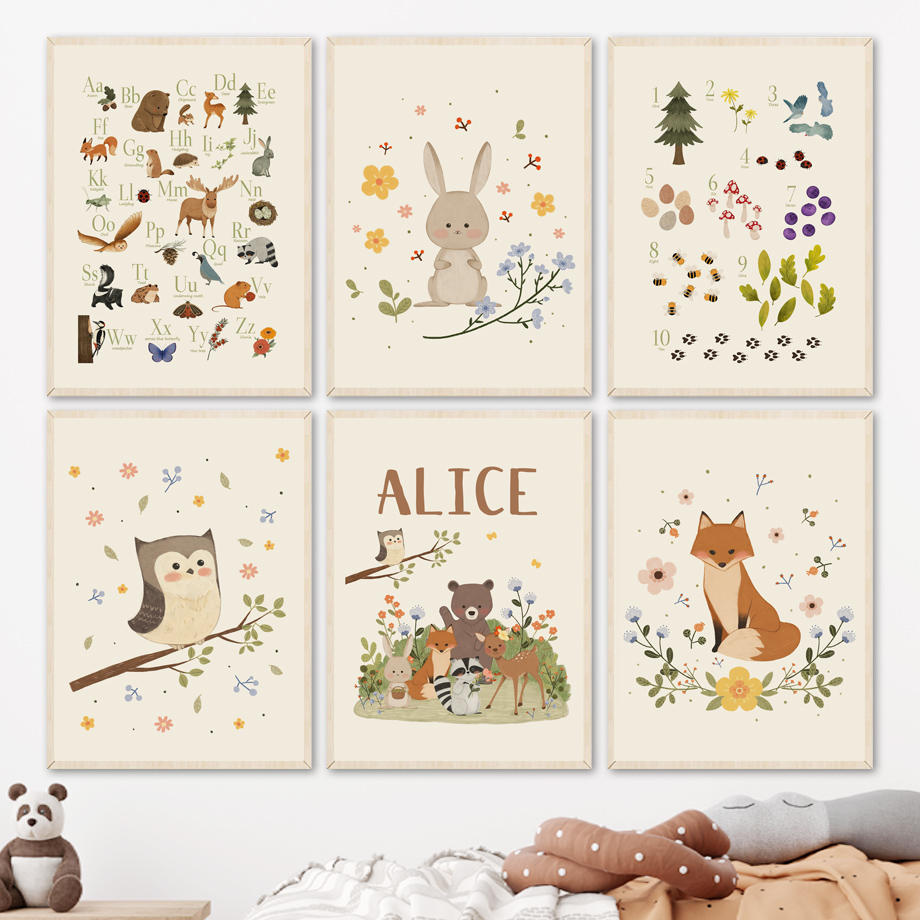 1pc frameless Cute Rabbit Fox  - Baby Nursery Pictures avaliação e preço