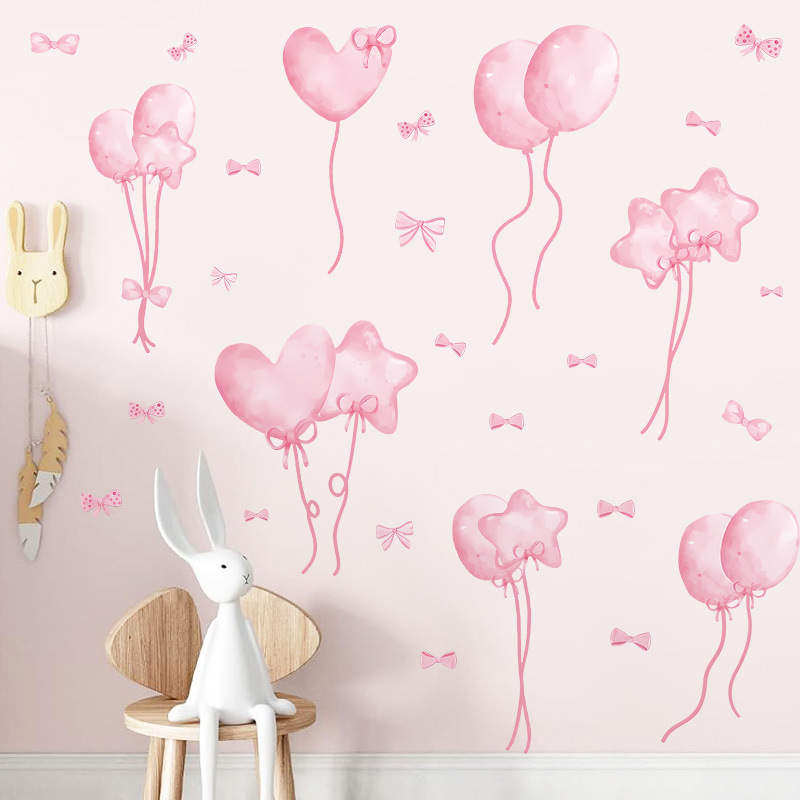 Watercolor Pink Balloon Wall S - Baby Nursery Wallpaper Girl avaliação e preço