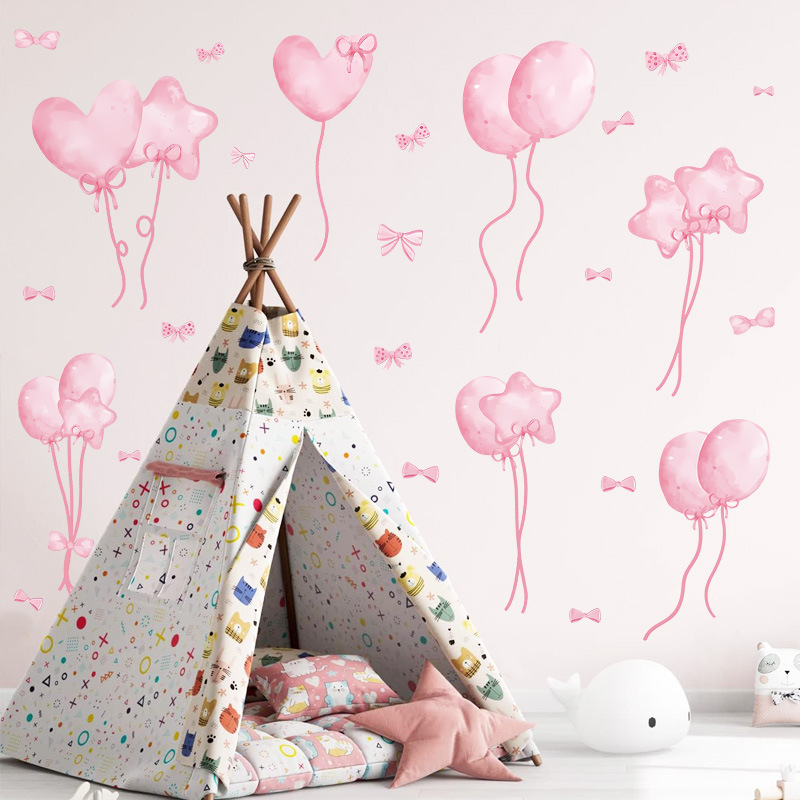 Watercolor Pink Balloon Wall S - Baby Nursery Wallpaper Girl avaliação e preço