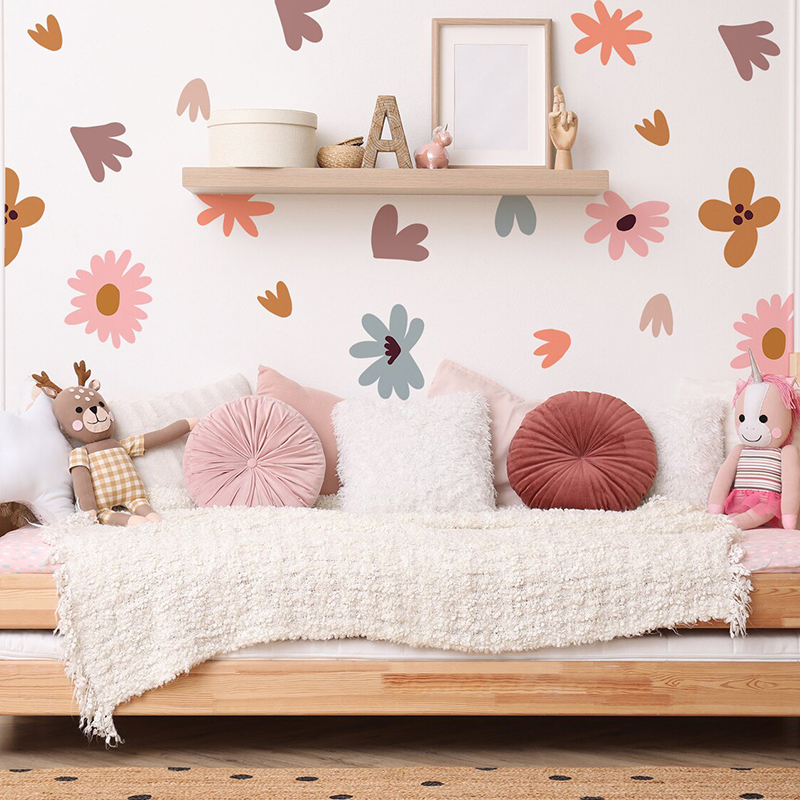 DIY Multicolored Flowers Wall  - Baby Nursery Wallpaper Girl avaliação e preço