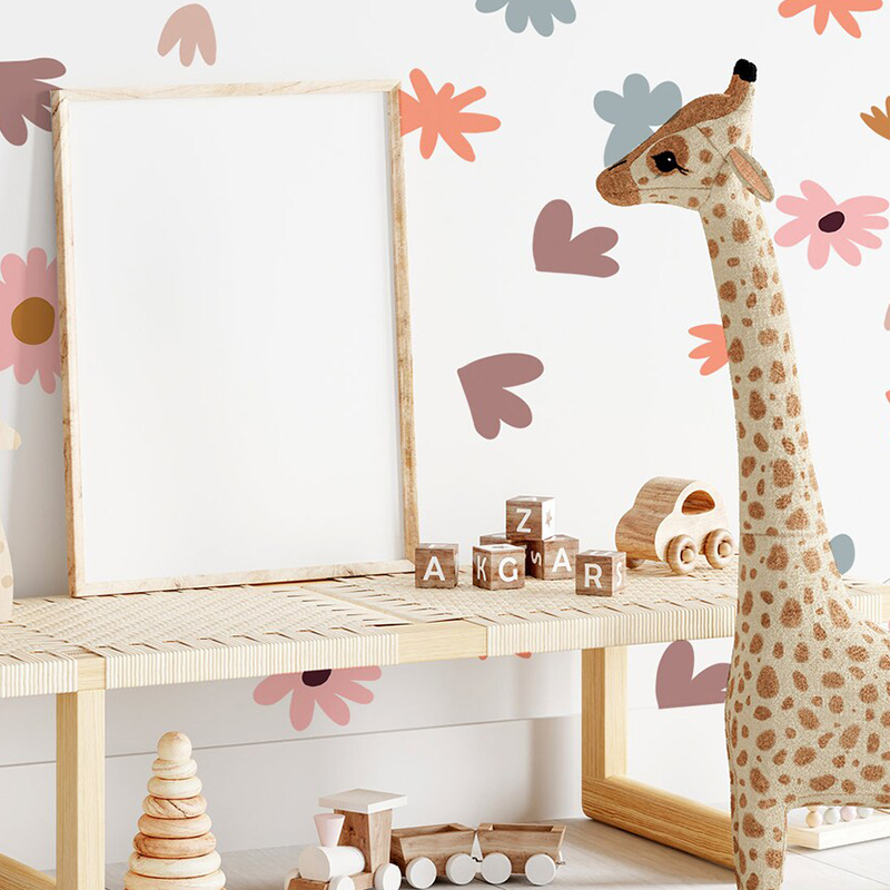 DIY Multicolored Flowers Wall  - Baby Nursery Wallpaper Girl avaliação e preço