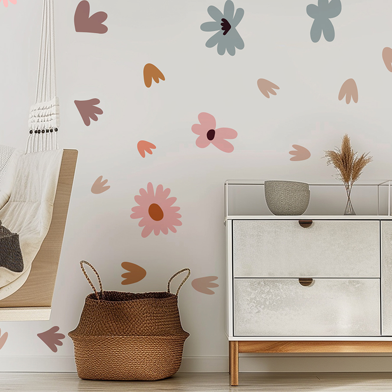 DIY Multicolored Flowers Wall  - Baby Nursery Wallpaper Girl avaliação e preço