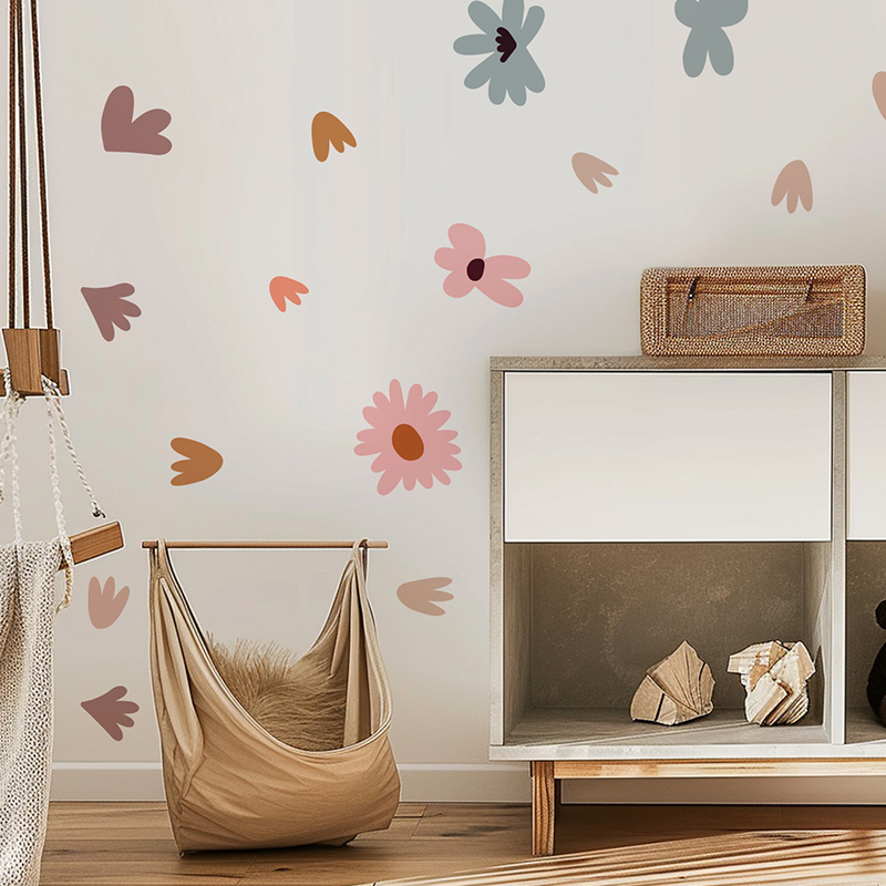 DIY Multicolored Flowers Wall  - Baby Nursery Wallpaper Girl avaliação e preço