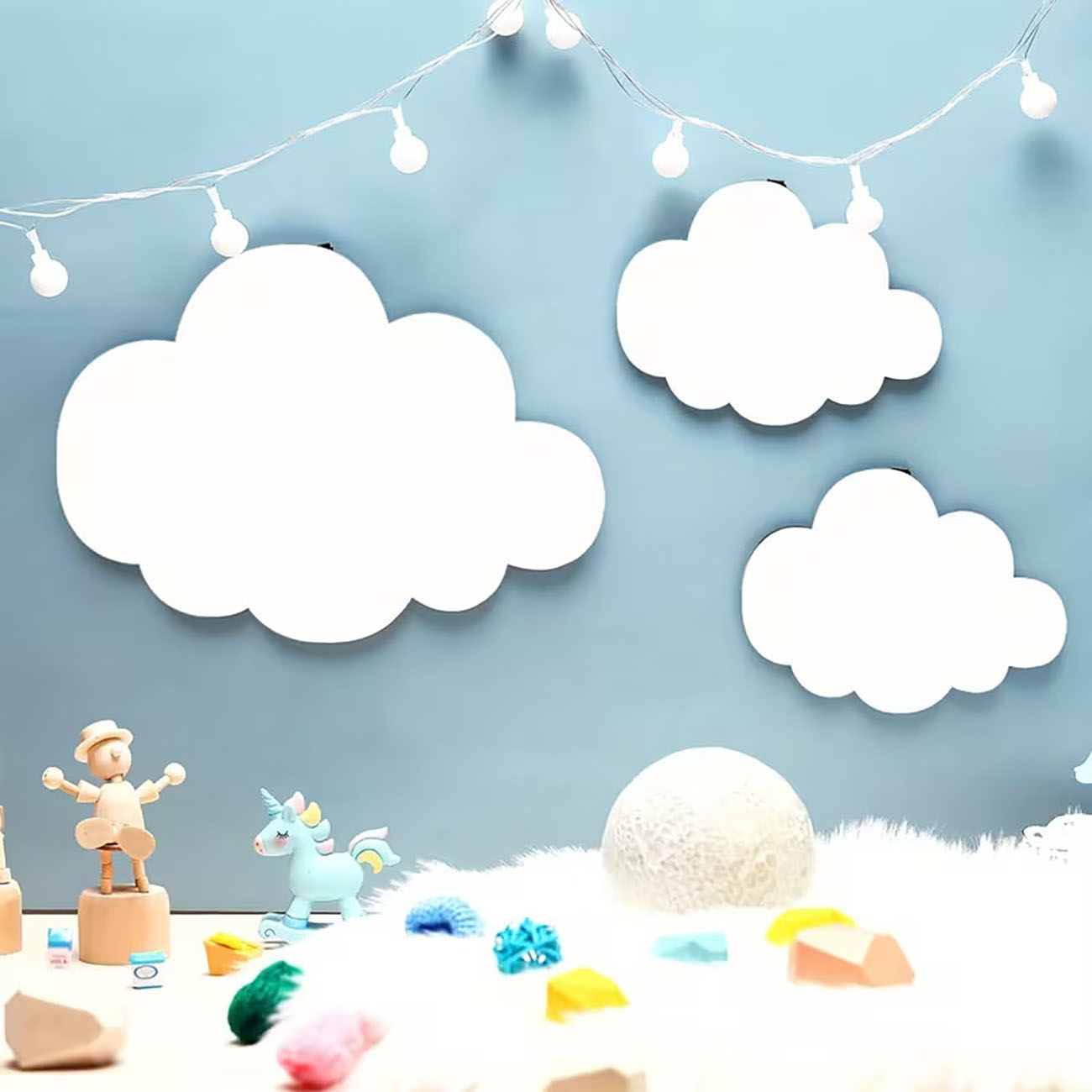 6Pcs Cloud & Eyelash Wooden Wa - Baby Nursery Wallpaper avaliação e preço
