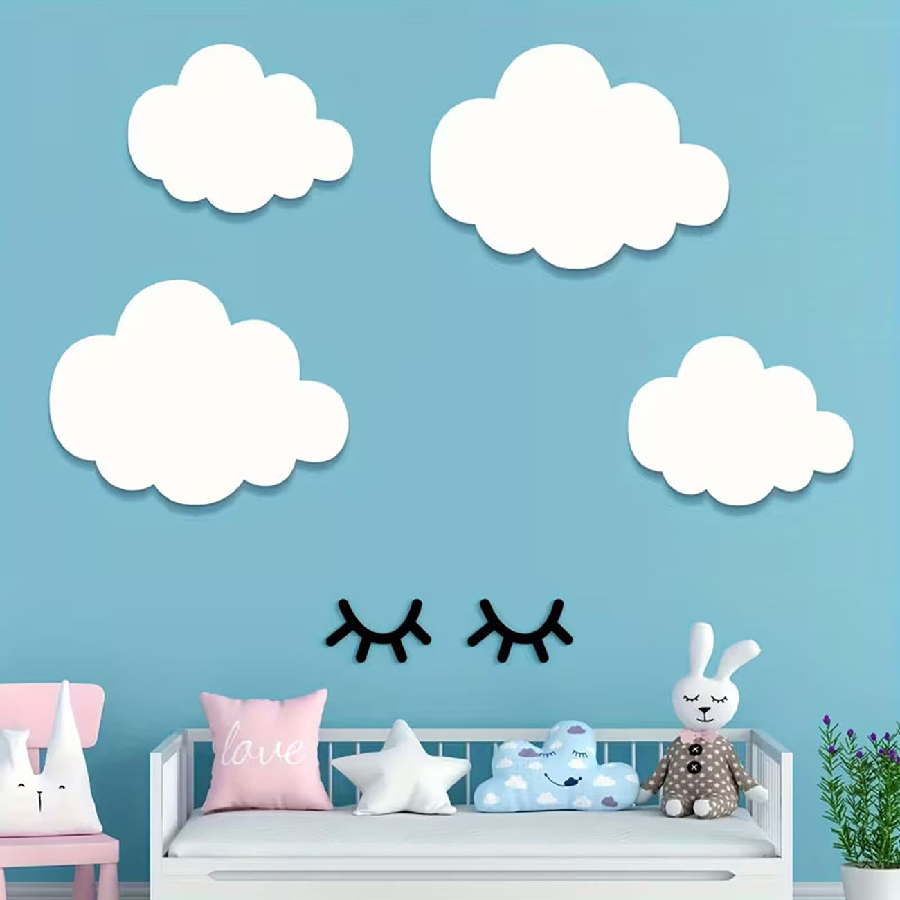 6Pcs Cloud & Eyelash Wooden Wa - Baby Nursery Wallpaper avaliação e preço