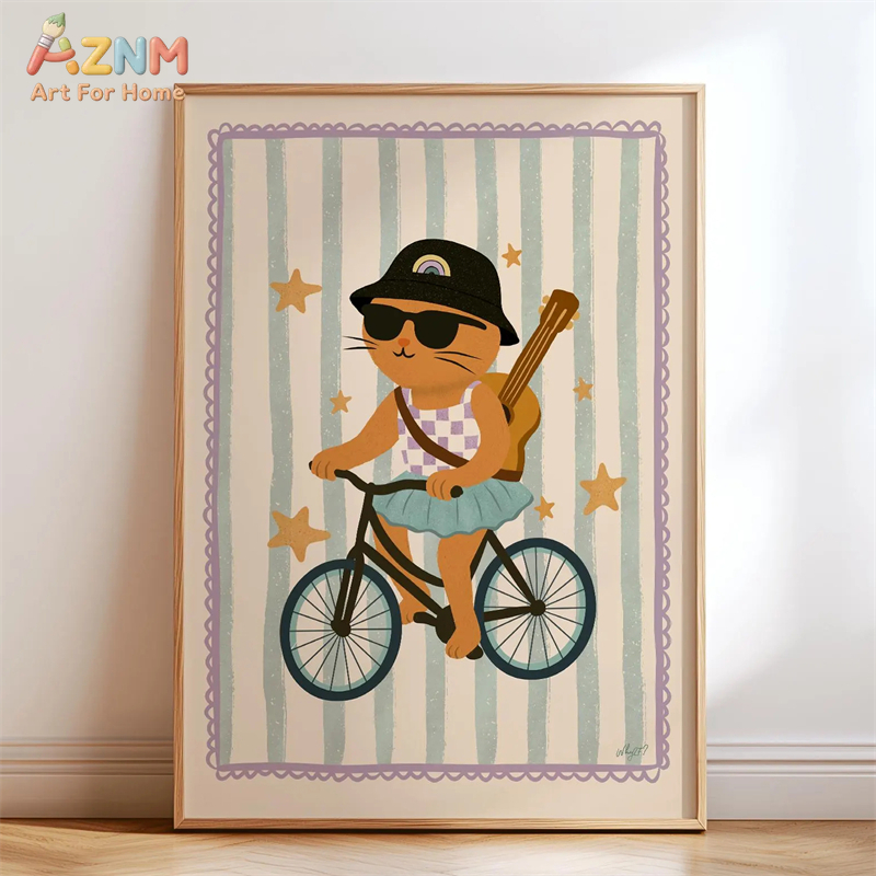 AZNM Retro Groovy Cute Animal  - Baby Nursery Pictures avaliação e preço