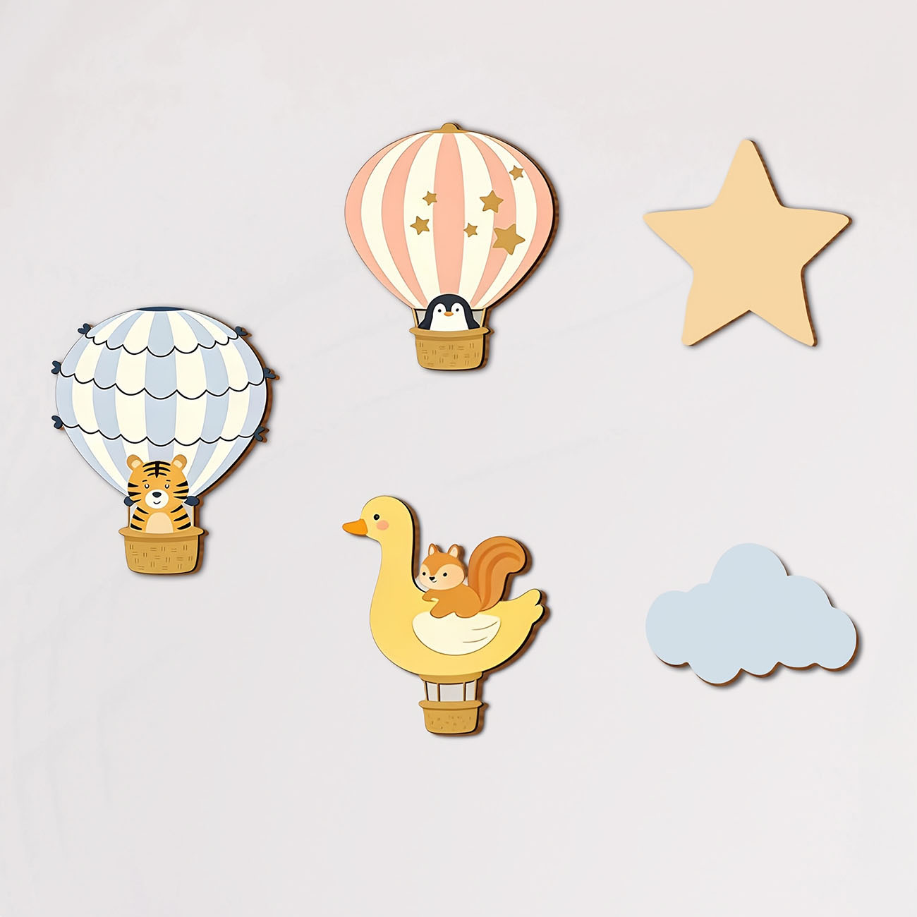 5Pcs Animal Hot Air Balloon Wo - Baby Nursery Wallpaper avaliação e preço