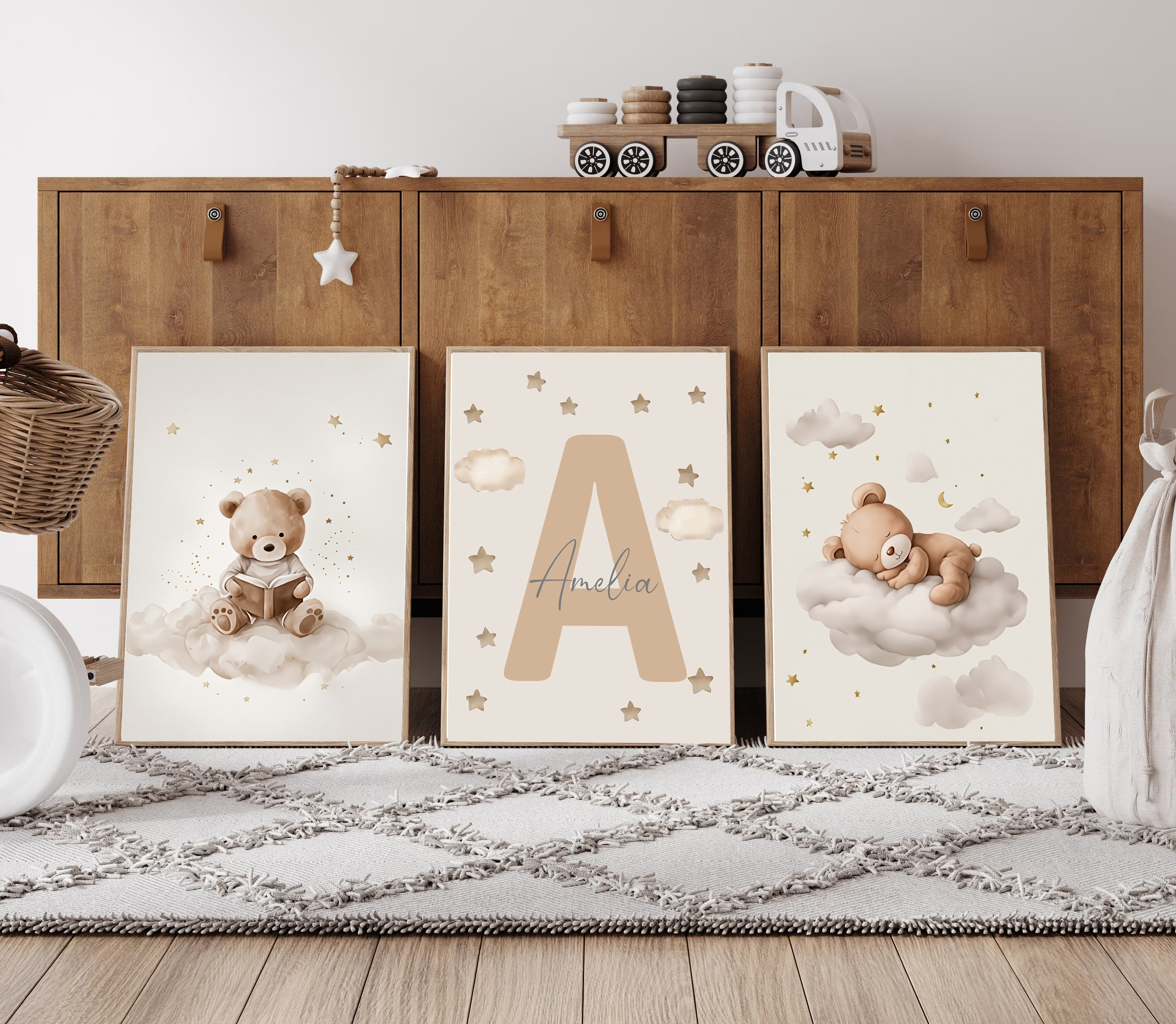 3pcs/set Bohemian Teddy Bear A - Baby Nursery Pictures avaliação e preço