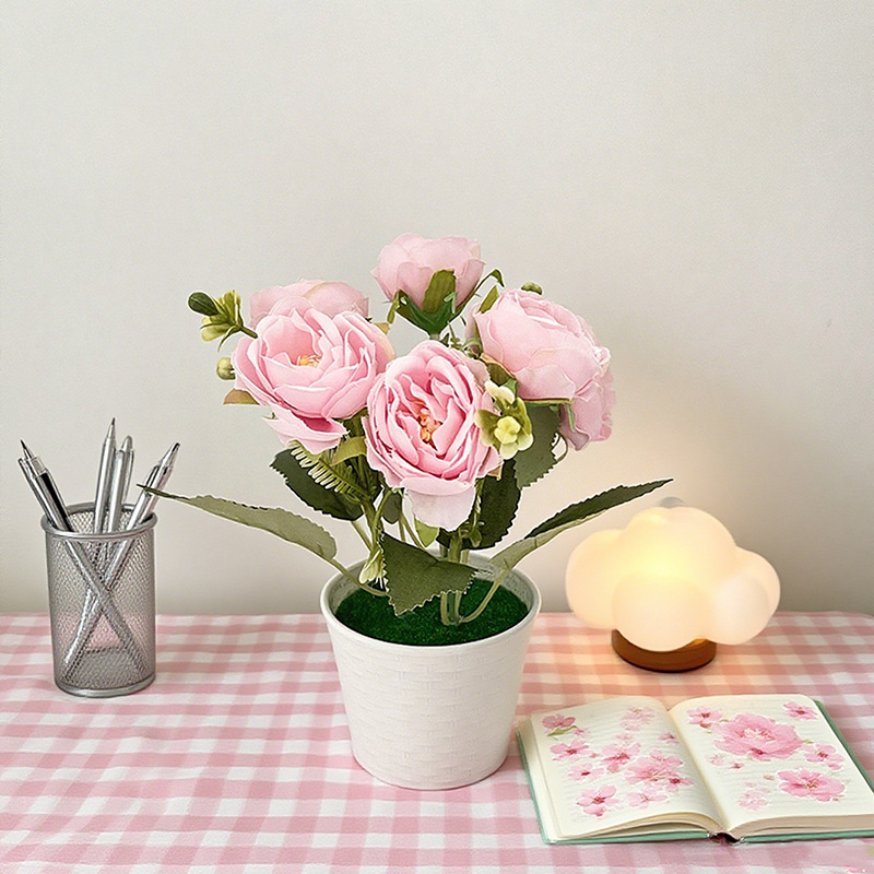 Artificial peony potted plant  - Baby Nursery Fabric avaliação e preço